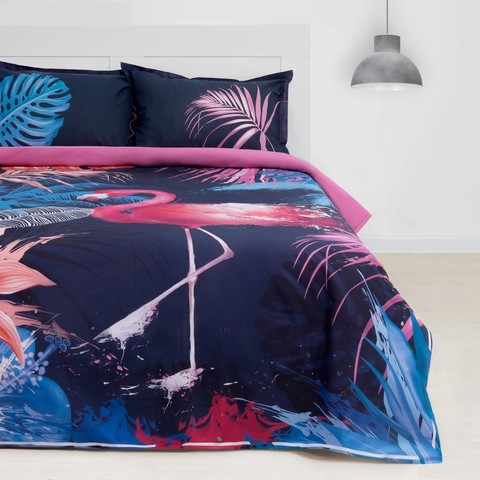 2-Спальное постельное белье ранфорс Фламинго
