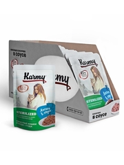 Влажный корм Karmy Sterilized для стерилизованных кошек, лосось в соусе, 12 шт x 80 г