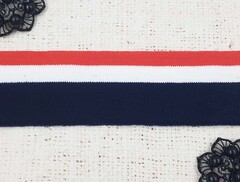 Подвязы трикотажные, ш. 4,5 см, L 118 см, тёмно-синий с красным/белым