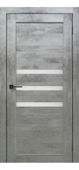 Межкомнатная дверь Велюкс 2 Ясень сноу / Цвет Бетон светлый / Остекление "Сатинат белое" / Двери Верда