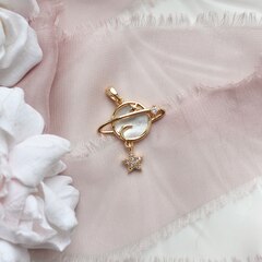 Подвеска Планета с перламутром и фианитами 22*22 мм, позолота, П351