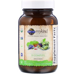Garden of Life, MyKind Organics, комплекс витаминов группы B, 30 таблеток растительного происхождения