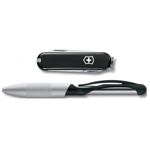 Набор подарочный Victorinox (нож 0.6223.3 + ручка Cabrio), черный, ручка с синими чернилами