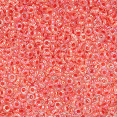 Бисер TOHO, Demi Round, цвет лососевый радужный окрашенный изнутри (0779), размер 11 (2.2мм),  5 г