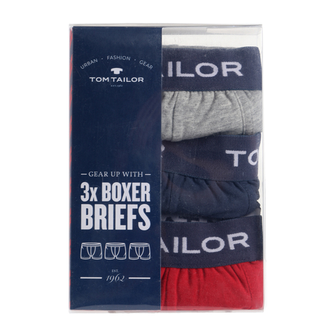 Мужские трусы боксеры набор 3в1 (красные, синие, серые) Tom Tailor 70162/6061 420