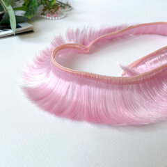 Волосы - трессы для кукол, короткие, для мальчика или челки, длина 4-5 см, ширина 100 см, цвет розовый, набор 2 шт.