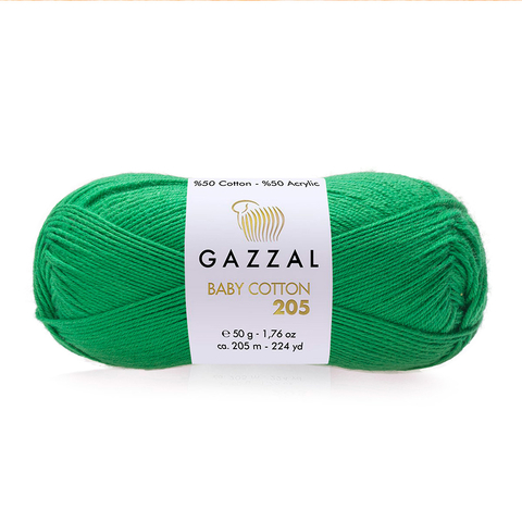 Пряжа Gazzal Baby Cotton 205 цвет 537 яркий изумруд