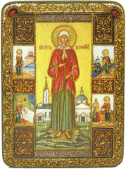 Инкрустированная икона Святая Блаженная Ксения Петербургская 29х21см на натуральном дереве в подарочной коробке