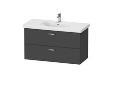 Duravit XBase XB619304949 Тумба под раковину, Duravit, XBase, ширина, мм-1000, глубина, мм-458, высота, мм-560, тип установки-подвесной, форма мебели-прямоугольная, раковина-необходимо заказать, ящики-2, открывание-выдвижное, цвет-графит матовый фото