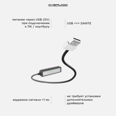 CVGAUDIO EASYCONN USB-D Двунаправленный конвертер двух каналов цифрового аудио сигнала через интерфейс USB в цифровую сеть DANTE