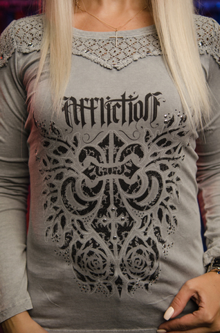 Affliction | Футболка лонгслив женская SAUVIGNON AW19510 принт спереди