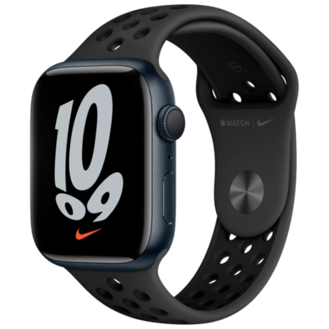 Смарт часы Apple Watch Nike Series  7 GPS, 45mm Midnight Aluminium Case with Anthracite/Black Nike Sport Band - Regular(MKNC3GK/A)