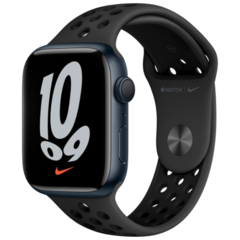 Смарт часы Apple Watch Nike Series  7 GPS, 45mm Midnight Aluminium Case with Anthracite/Black Nike Sport Band - Regular(MKNC3GK/A)