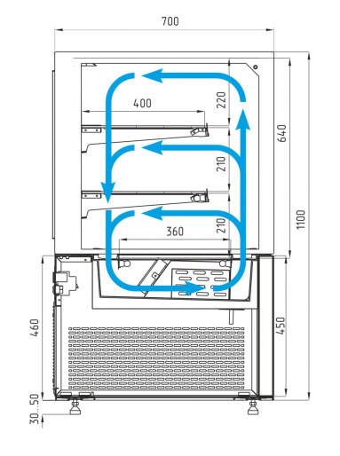 Витрина кондитерская POLUS KC71-110 VV 1,2-1 (9005)