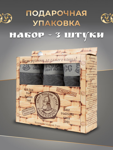 Комплект из 3-х спортивных трусов цвета графит