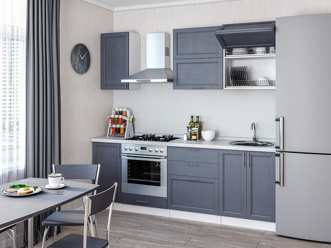 Прямая модульная кухня Сканди-01 Graphite Softwood - Белый 2140*2200*600