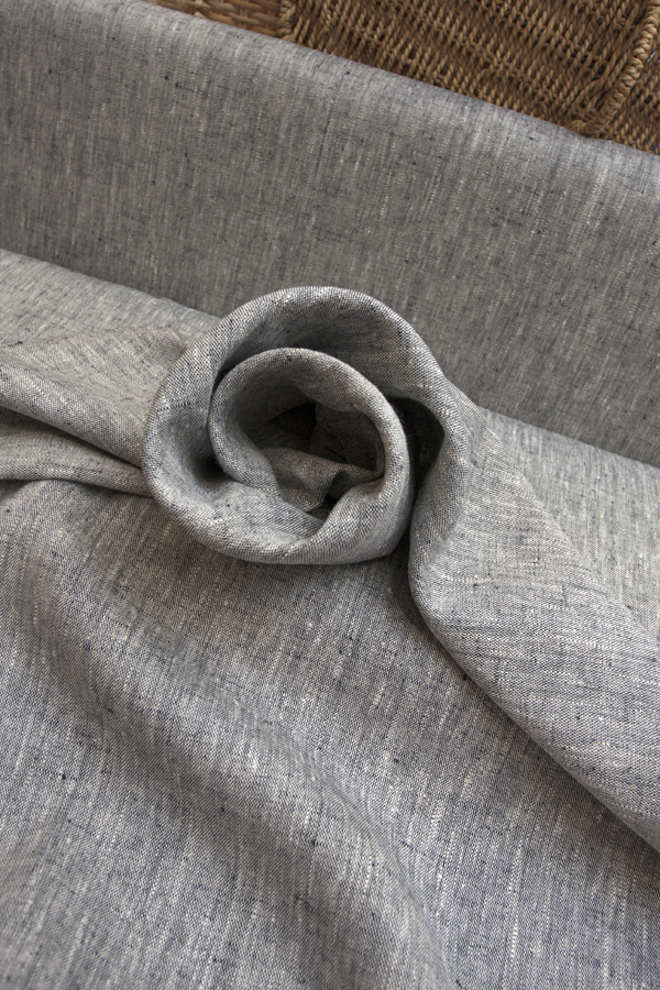 Лен плотный цвет темно синий меланж