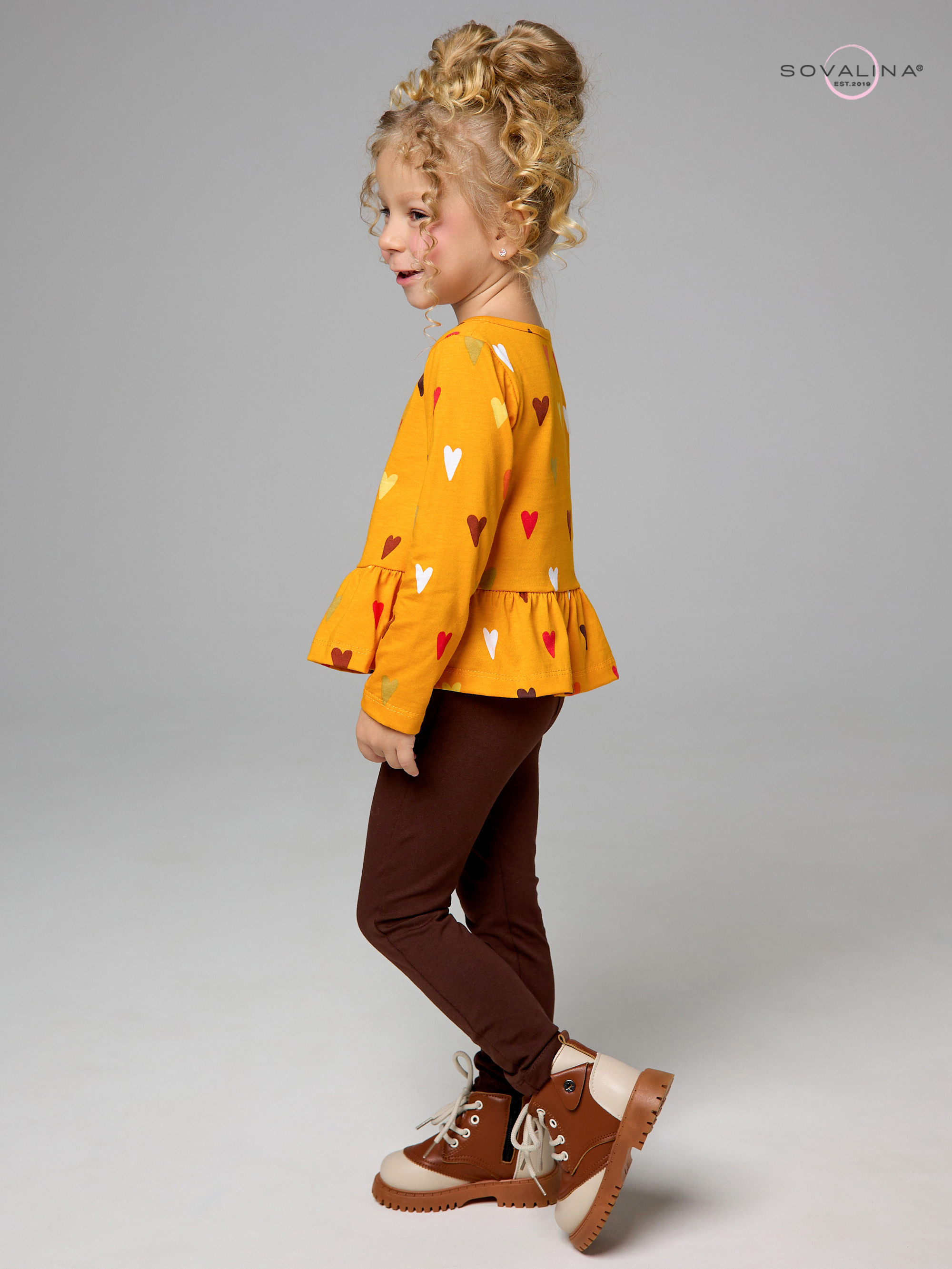Костюм Алиса SG сердца на горчице-шоколад