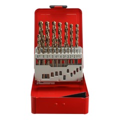 Набор сверл по металлу 1-10мм 19шт DIN338 HSSE-Co5 130° (мет. кейс) H-Tools Pro 215214PRO