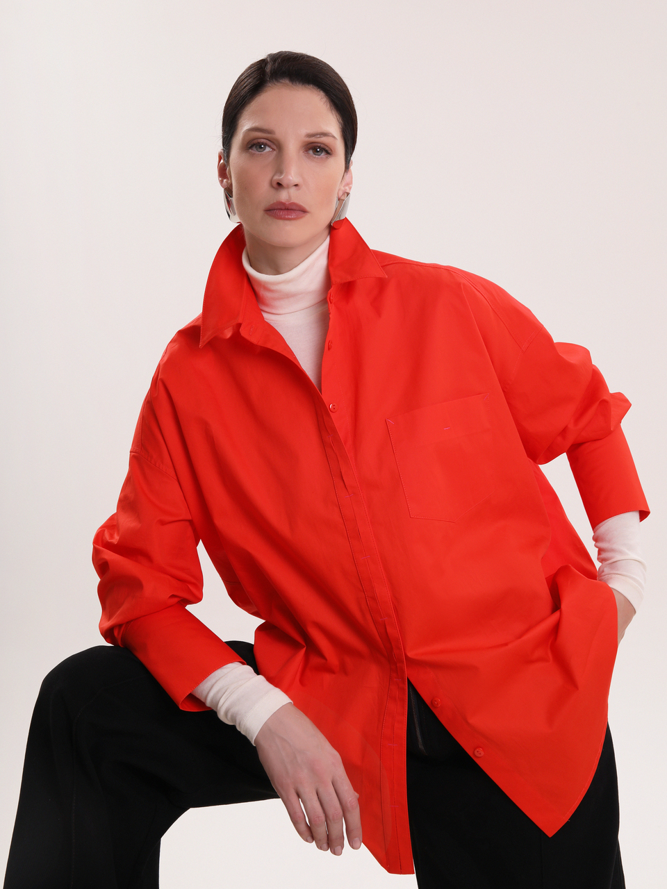 Рубашка хлопковая красный