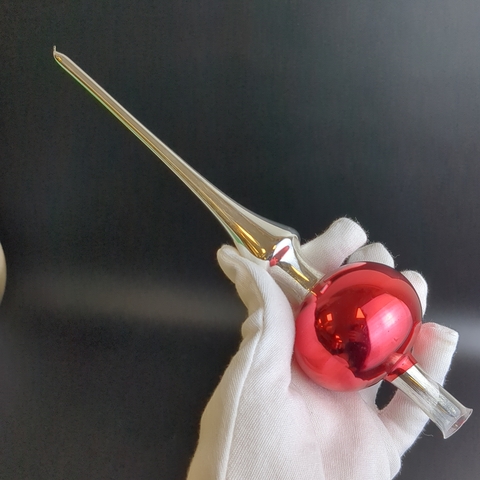 Ёлочная игрушка пика, верхушка на ёлку, стекло, 25 см, винтаж СССР 1970-1980 гг