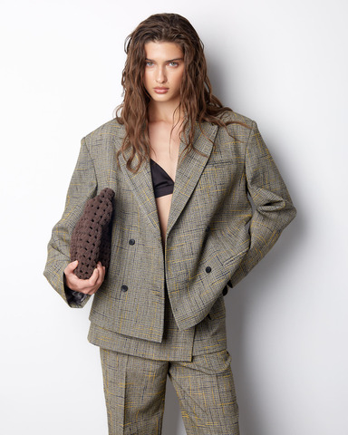 Жакет из шелка и вискозы Боттега Венета желтый/синий