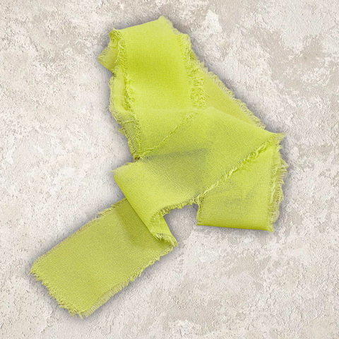 Шифоновая , шебби лента , 4см ширина , цвет желто-зеленый, 1м