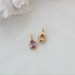Подвеска Капля с сиреневым фианитом, 15*8 мм, позолота, П421