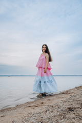 ❀ Розовый рассвет. Костюм льняной топ с юбкой макси с вышивкой 