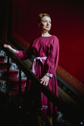 Анна. Платье льняное с вышивкой под пояс PL-422617