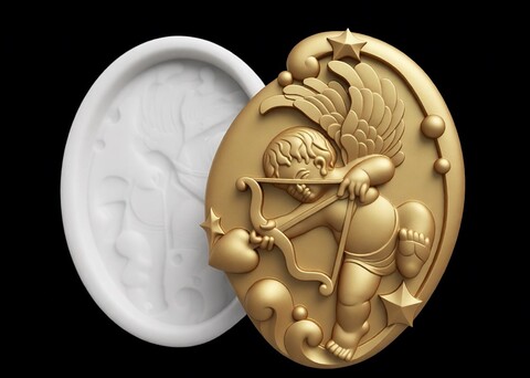 Силиконовый молд Камея Купидон большой № 0161