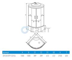 ДУШЕВАЯ КАБИНА ERLIT ER3510TP-C4 100x100x215 ВЫСОКИЙ серый ПОДДОН