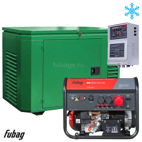 Бензиновый генератор в зимнем кожухе с блоком АВР Fubag BS 8000 DA ES/1200SCW RAL 6005