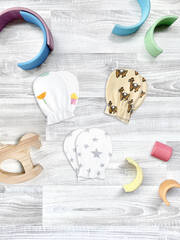 Рукавички-антицарапки Mjölk Лошадки/Игрушки/Звёзды, сет из 3х пар