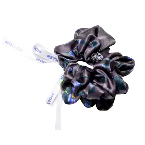 Комплект шелковых резинок для волос Mollen Первоцвет графитно-серый