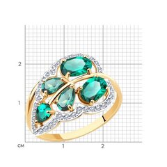716463 - Кольцо ЛИСТОПАД из золота  с изумрудами и фианитами