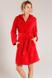 Красный махровый халат с велюром Taubert