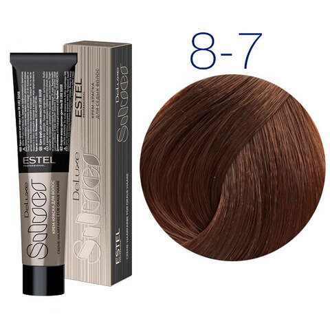 Estel Professional DeLuxe Silver 8-7 (Светло-русый блондин коричневый) - Крем-краска для седых волос