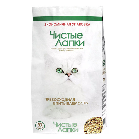 Чистые лапки древесный 37 л 13,5 кг