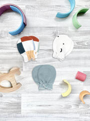 Рукавички-антицарапки Mjölk Шахматы/Baby Blue/Ночное небо, сет из 3х пар