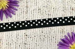 Лента репсовая в горошек, ш. 1 см, чёрный