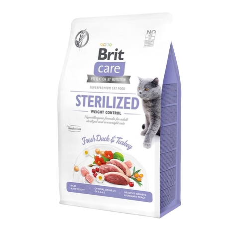 Brit Care Cat GF Sterilized Weight Control для стерилизованных кошек Контроль веса 2кг