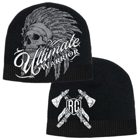 Rush Couture | Шапка мужская ULTIMATE WARRIOR CHIEF BEANIE Black RC210 с индейцем перед и сзади