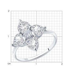 Кольцо из серебра 925 пробы в форме звезды с фианитами