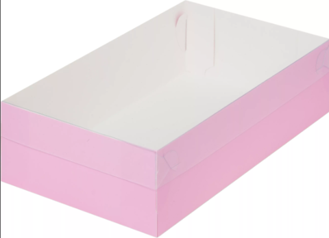 Короб для зефира, тортов и пирожных, 25*15*7см, розовый матовый