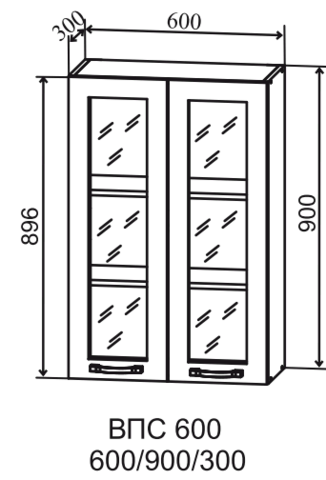 Кухня Гарда шкаф верхний стекло высокий 600