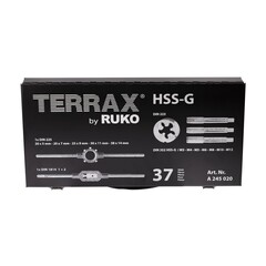 Набор метчиков и плашек M3-M12 37пр HSS-G Terrax by Ruko A245020