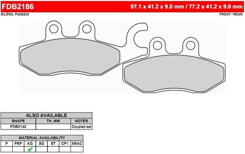 FDB2186EF Тормозные колодки дисковые MOTO, блистер 2 шт
