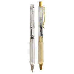Ручка шариковая, масляная, автоматическая, Piano, синие чернила, прозрачный корпус с золотыми и серебряными вставками