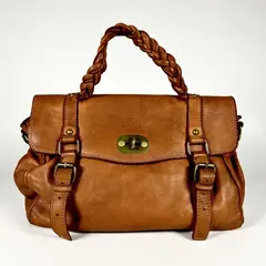 Женская сумка-портфель из натуральной кожи цвета whisky